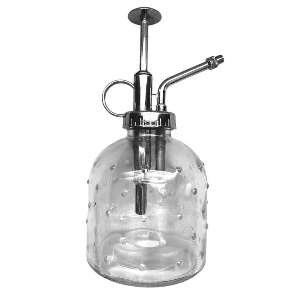 Clear Glass Plant Mister with Silver Accents